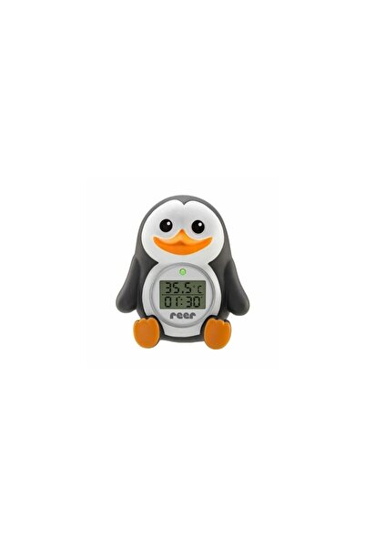 reer Digital Bath and Room Thermometer MyHappyPingu with Clock, 24041