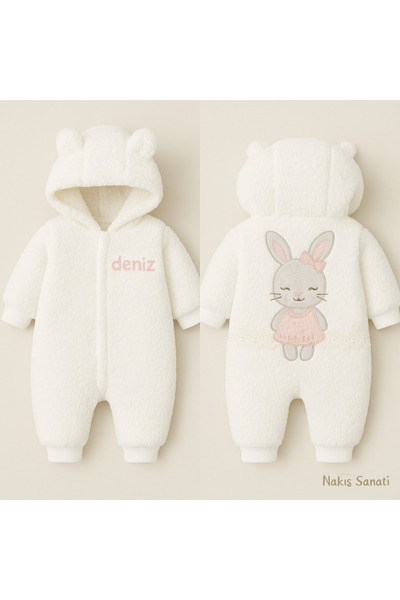 Nakış Sanatı Kişiye Özel İsim Nakışlı Modern Bebek Tulum