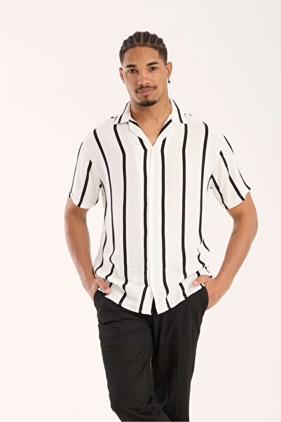 İLKCET MODA Бяла мъжка риза с голям размер