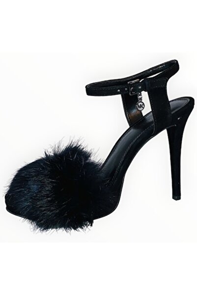 Michael Kors - Stiletto Heeled Sandals, Black, Suede Leather and Rabbit Fur, Size 37 EU