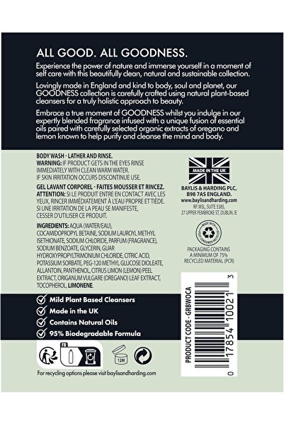 Baylis & Harding Goodness Oud, Cedar and Amber Body Wash, 500 ml (Pack of 1)