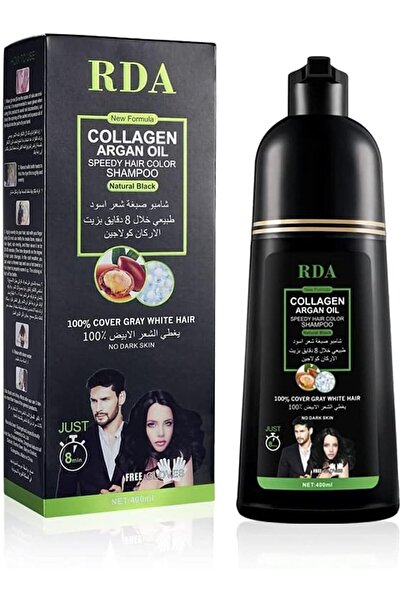 RDA شامبو صبغ الشعر باللون الأسود الطبيعي مع زيت الأرغان والكولاجين، 400 مل من
