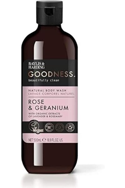 Baylis & Harding Goodness Rose & Geranium Body Wash, 500ml | Organic Extracts with Lavender and Rose