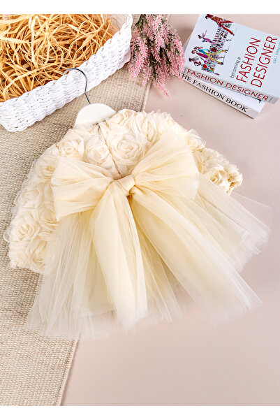 Babymod Stylish Birthday Special Occasion Baby Girl/Child Dress with Bow and Rose Tulle Detail