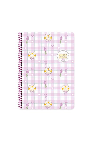 KESKİN COLOR دفتر ملاحظات كاواي بغلاف كرتوني مسطر مقاس A4 - تصميم قطة