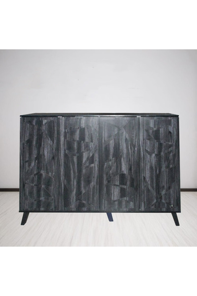 DEC22 Modern 4-door shoe cabinet, distinctive design, size 160 cm