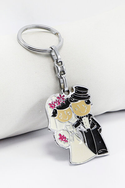 biuti سلسلة مفاتيح على شكل العروسين مع قبعتهم، سلسلة مفاتيح هدية