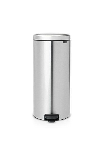 Brabantia NewIcon 649061 Coș de gunoi cu pedală, 30 l, închidere silențioasă, bază antiderapantă, rezistent la amprente, oțel inoxidabil