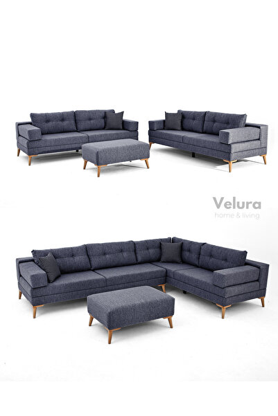 Velura Home & Living Zeri Modüler Yataklı Koltuk Takımı & 2 Adet Üçlü Kanepe ...
