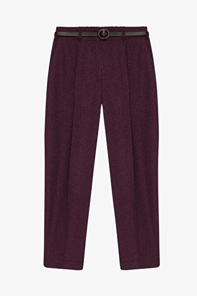 Quzu Women's Purple Belted Carrot Pants Trousers 20K70651-Purple