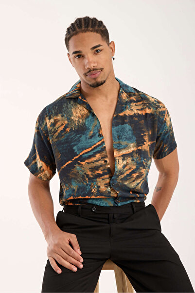 İLKCET MODA Color Patterned Men's Oversize Shirt