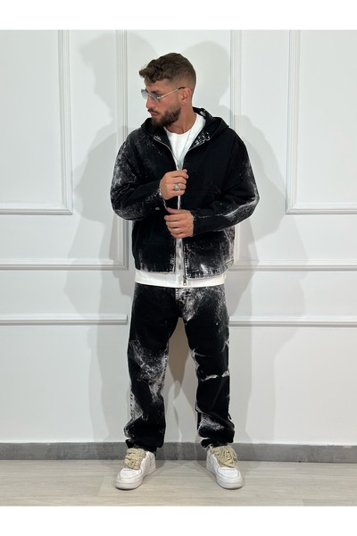 Urban Collection Men's jeans suit, black and white, urban and versatile style