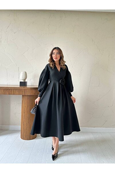 Lady Pixie فستان نسائي بأكمام بالون مزين بالورود