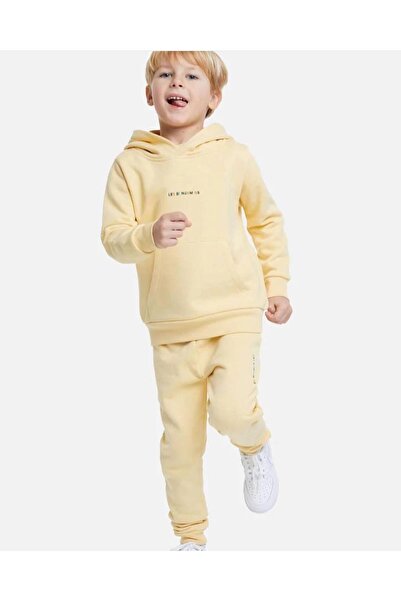 NOBLEKIDS Light Yellow Hooded Children's Tracksuit Set