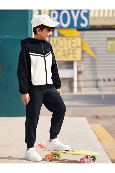 SETTY KOOP Kids Colorblock Hoodie and Jogger Set – Comfortable Two-Piece Sportswear for Boys and Girls