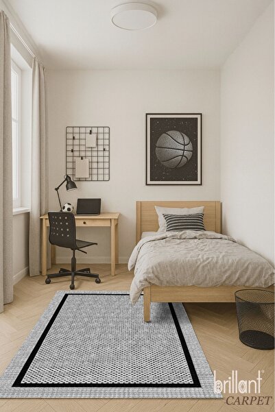 Brillant GRİ Jüt Sisal Görünüm Bordürlü Kaymaz Taban Yolluk Mutfak Halı