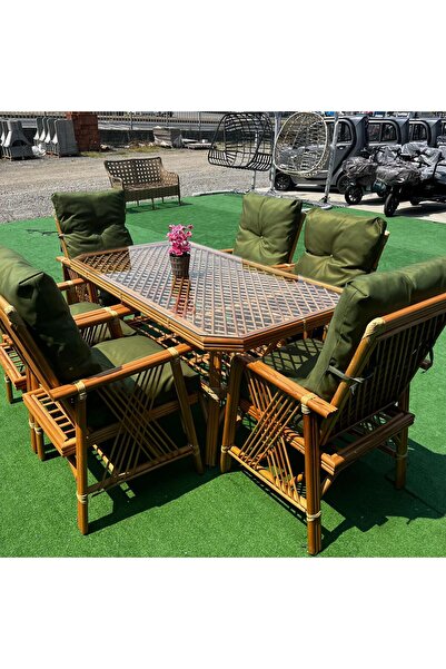 AYGÜN BBQ bambu model bahçe/balkon mobilyası 6 kişilik