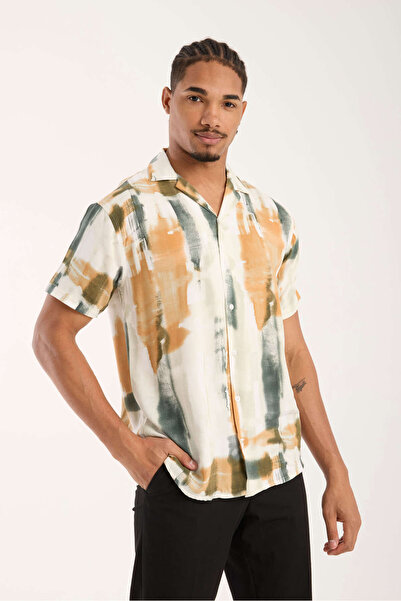 İLKCET MODA Ανδρικό πουκάμισο oversize με χρωματιστό σχέδιο