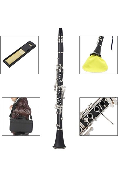 MegArya آلة نفخ خشبية من Andoer Bb Flat Clarinet Black Bakelite Silver Keys