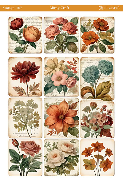 MirayDesign 1 Piece Vintage Themed Sticker (12X17 cm) for Bullet Journal, Scrapbook, Agenda and Planner