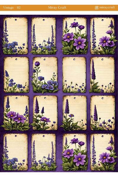 MirayDesign 1 Piece Vintage Themed Sticker (12X17 cm) for Bullet Journal, Scrapbook, Agenda and Planner