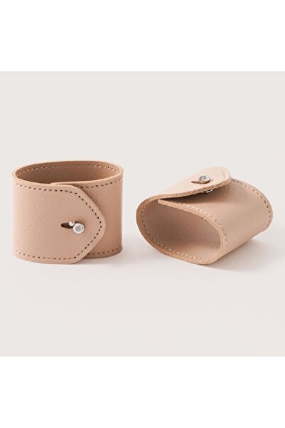 LA MESA 4pcs leather napkin ring with metal lock, beige 4.5*4.5cm