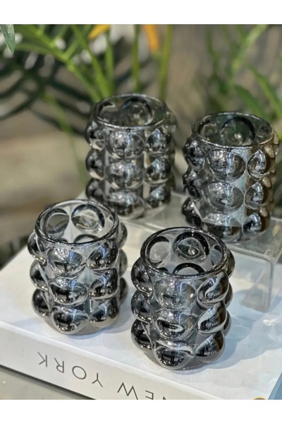 Furkan 2-Pack Bubble Decorative Smoked Glass Vase Cup