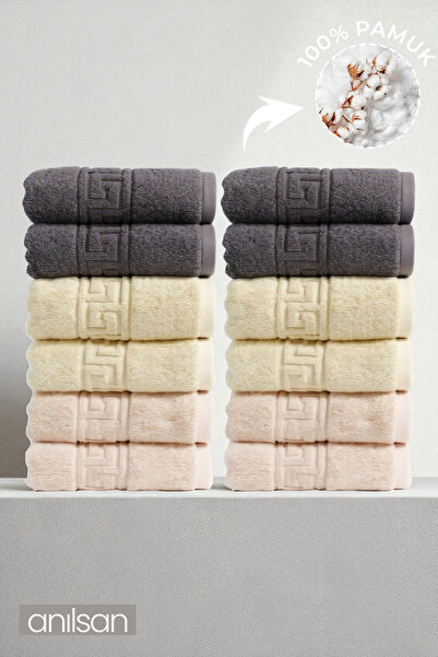 Anılsan 12-Piece Trio Assorted Greek Hand Towels - 50X90 Cm, 225 Gr, 100% Cotton, Spa and Hotel Towels, Daily Use