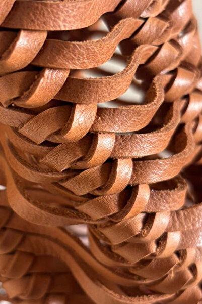 MODA El Örgüsü Bucket Deri Çanta Taba