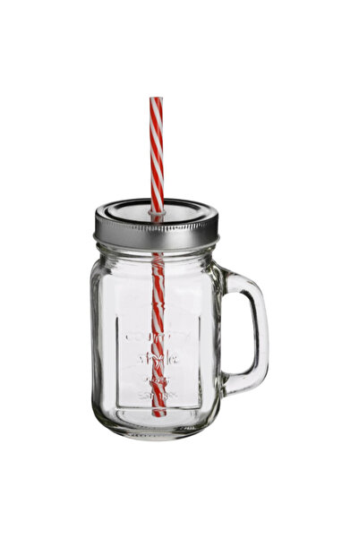 Secret de Gourmet Glass Lemonade Mug with Straw 450ml