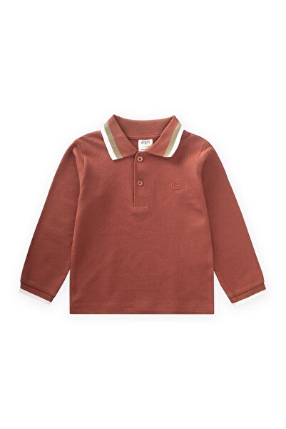 Cigit Long Sleeve Polo Neck T-Shirt 2-14 Years Old Tile