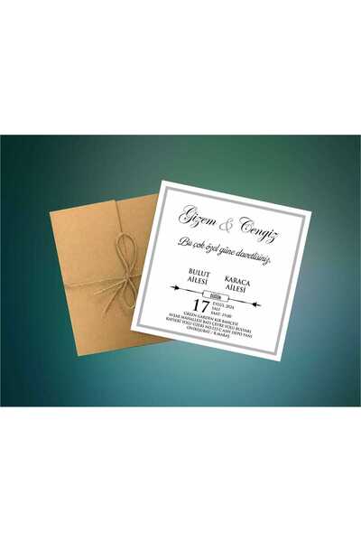 by-za davetiye Baskılı 100 Adet Nişan Ve Düğün Davetiyesi - Kargo - zarf Dahi...