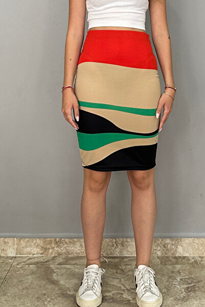 Tam Moda Women's Pencil Skirt Patterned Fabric