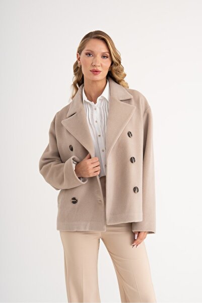 SERPİL Çift Düğmeli Şık Kısa Kaban 39485