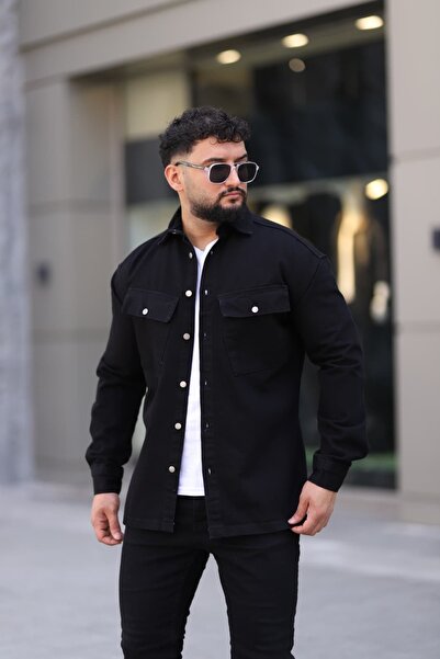 L-KOM Erkek Kot Gömlek Rahat Kalıp, Çift Cepli, Çift, Kapaklı, Döğmeli Likrasız Yamuk cepli Model