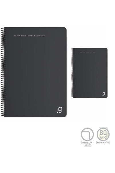 Gıpta Exclusive Black Note 17x24 cm 80 yaprak çizgili krem kağıt(80gr) defter