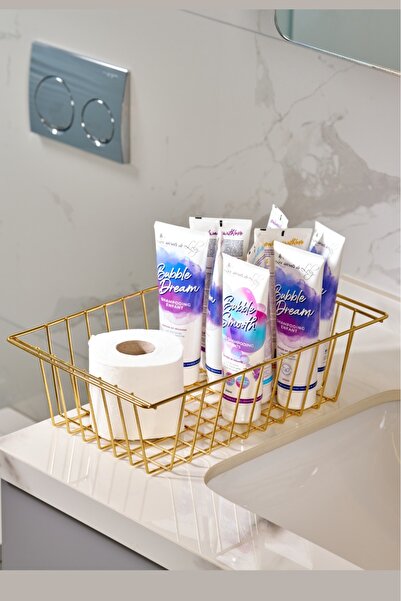 Edora Home سلة مستطيلة ذهبية أنيقة متعددة الأغراض لتنظيم الخزانة