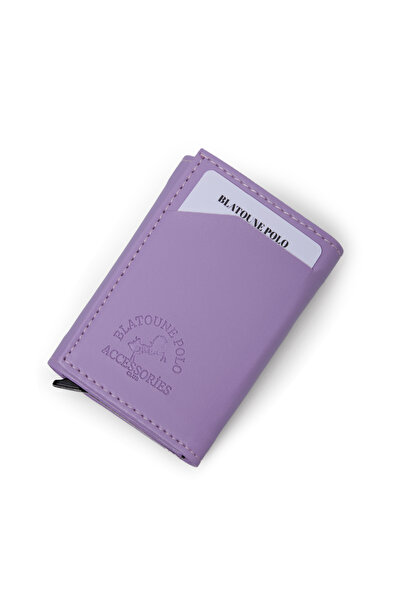 Herlin polo Women's Wallet Lilac Vegan Leather Rfid Protected Automatic Card Holder with Coin Compartment