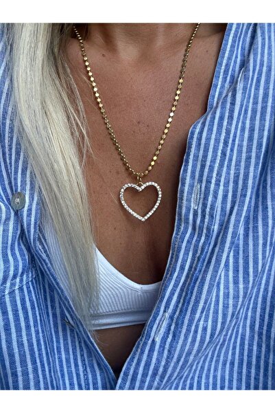 Rossetto Atelier قلادة قلب كبيرة مرصعة بالذهب