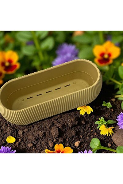 ÇEÇEN HOME 2 NO Uzun Oval Saksı,Ev-Ofis Dekorasyonu İçin Harika Desenli Şık S...