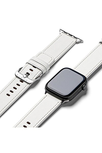 Stef's Cat Curea pentru Apple Watch 6 44mm, U61, Piele naturala, White