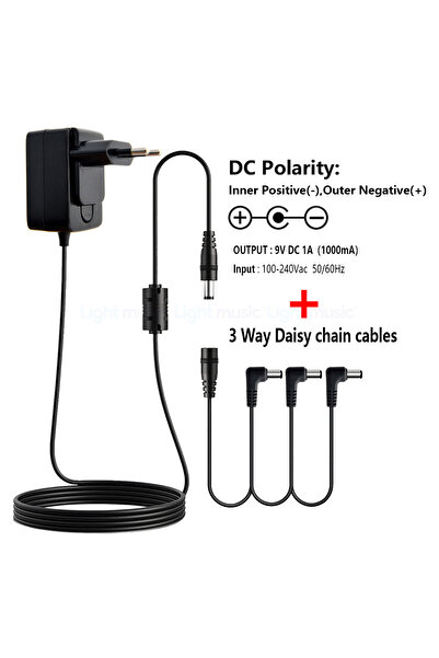 Choice11 EU Plug 3way Guitar Pedal Power Adapter Supply 9V DC 1A Low Noise Ma...