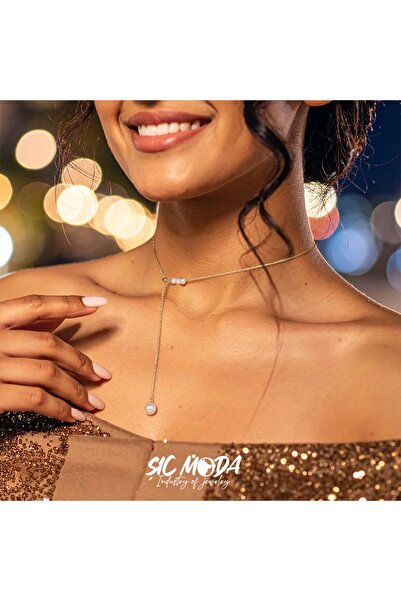 SIC MODA Colier din Argint 925, Minimalist cu perla, 6100