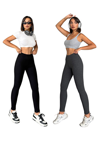 KAPHONE Kadın Yüksek Bel Toplayıcı Fitilli Kışlık Örme Tayt