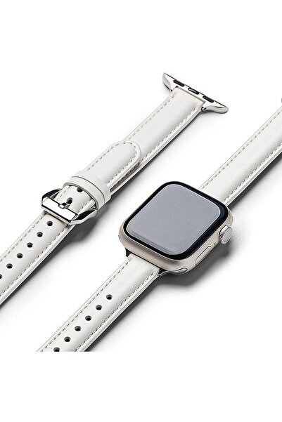 Stef's Cat Curea pentru Apple Watch SE 40mm, U58, Piele naturala, White