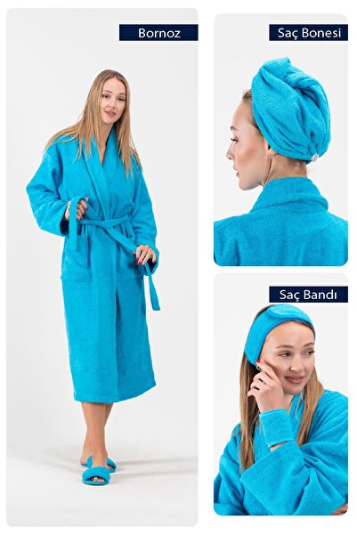 Ender Home CottonVerse Набір з 3 халатів - 100% бавовняний халат, шапочка для...