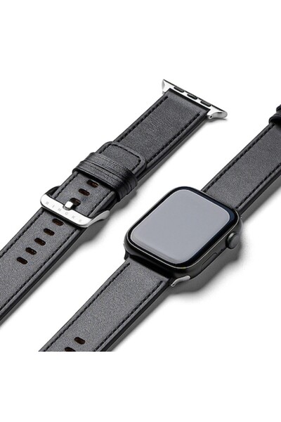 Stef's Cat Curea din piele pentru Apple Watch 6 44mm, U42, neagră