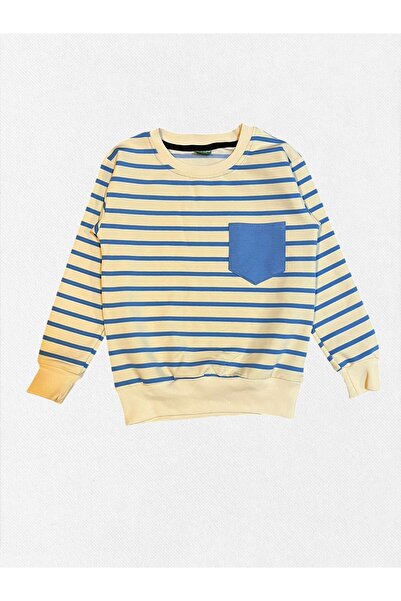 Fil Kids Σετ χειμερινής φόρμας για αγόρια 100% βαμβακερό μπεζ χρώμα με μπλε ρίγες μακρυμάνικο με τσέπες