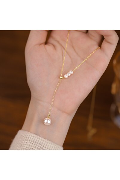 SIC MODA 925 Silver Necklace, Minimalist with Pearl, 6100