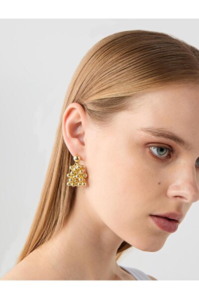 Jimmy Key Gold Color Multi Metal Ball Figured Shiny Earrings